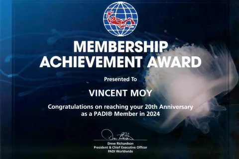 Phuket PADI Professional 20 Year Award